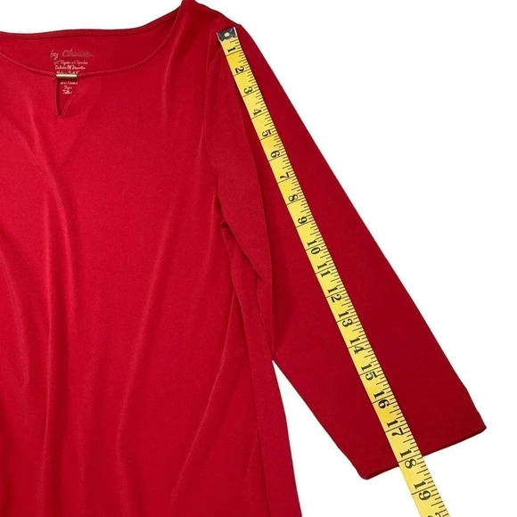 Chico's Casual Jersey Tops Blouse Women Size M Red Pullover Metal Keyhole Neck - Picture 13 of 16